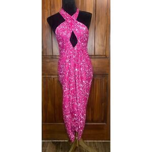 J.Crew Pink Draped Sarong Skirt/Dress Swim Cover-Up, Muliple Ways To Wear- Sz S.